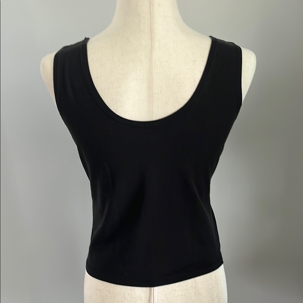 Vintage Black Sleeveless Embellished Crop Tank Top - Picture 2 of 5